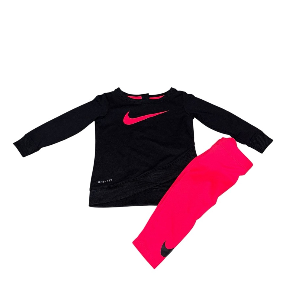 Nike Athletic Outfit Black and Pink Size 12 Months